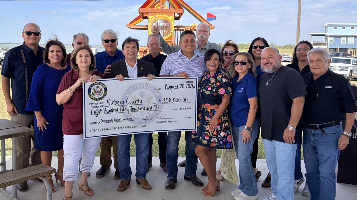 Congressman Gonzalez presents local officials with $850,000 in community project funding for improvements at Baffin Bay.