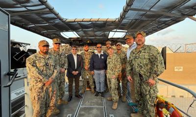 Congressman Gonzalez and Congressman Espaillat with US Navy Sailors in UAE