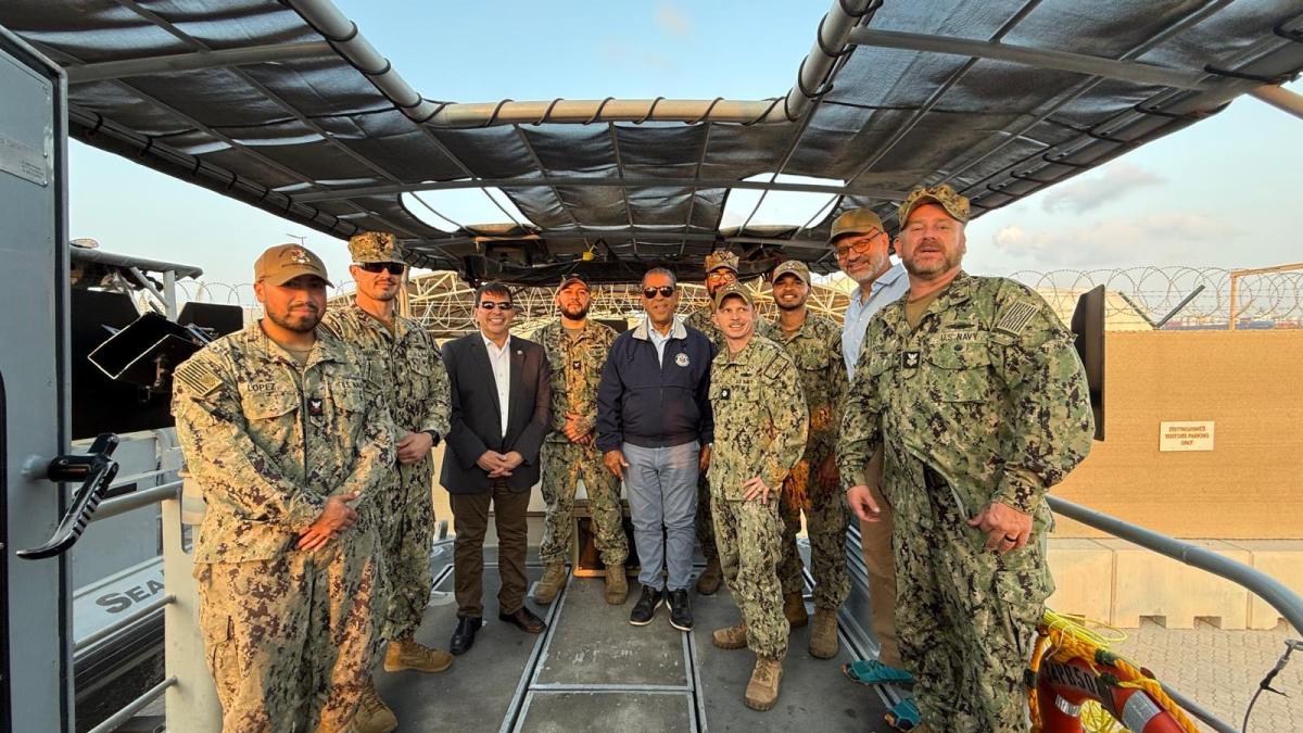 Congressman Gonzalez and Congressman Espaillat with US Navy Sailors in UAE